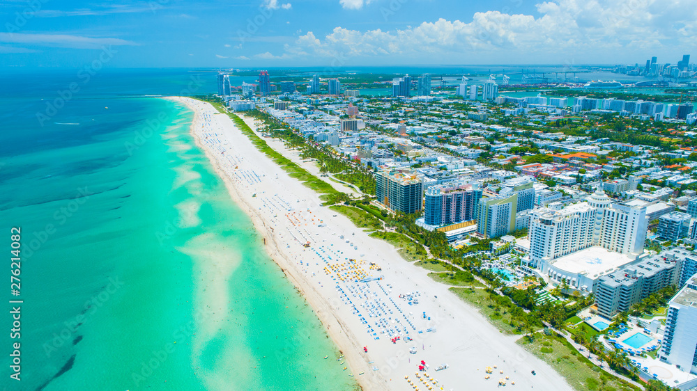 Fototapeta premium Aerial view city Miami Beach. South Beach. Florida. USA. 