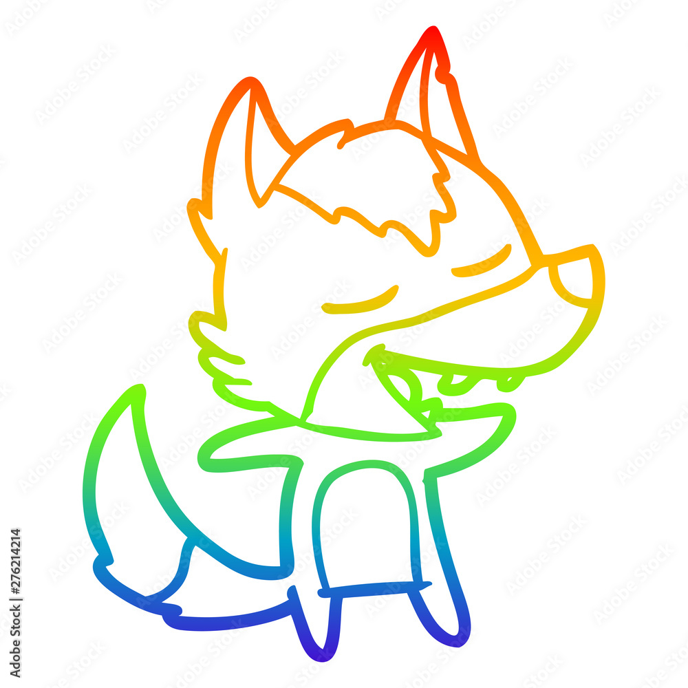 rainbow gradient line drawing cartoon wolf laughing rainbow gradient line drawing cartoon wolf laughing