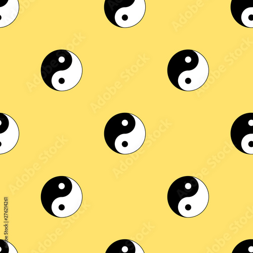 Yin yang symbol seamless pattern, background. Vector illustration.