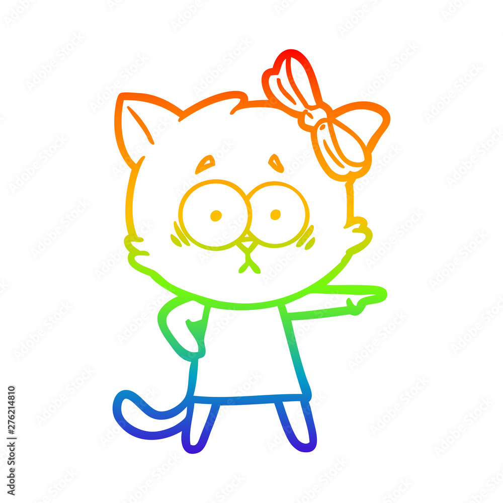 rainbow gradient line drawing cartoon cat rainbow gradient line drawing cartoon cat