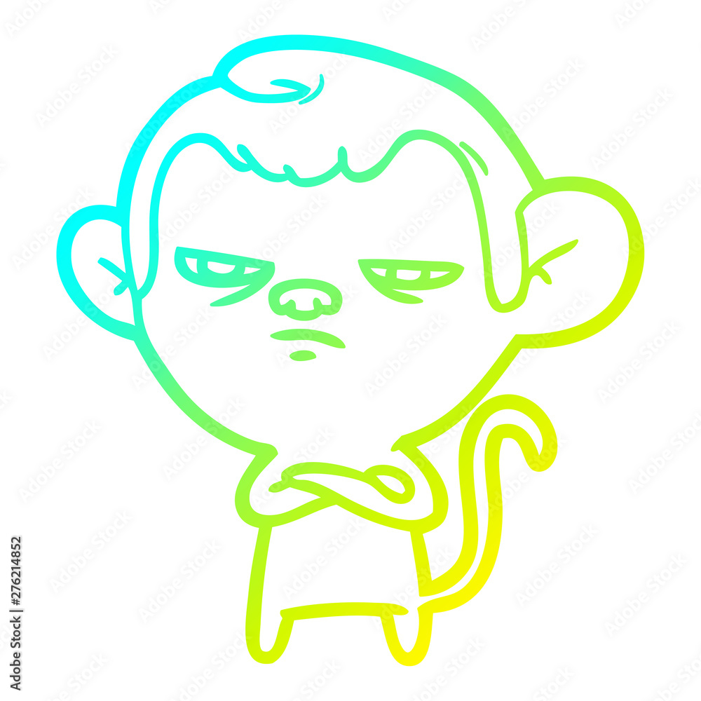 cold gradient line drawing cartoon monkey