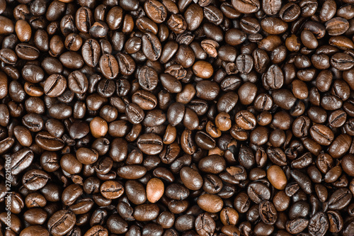Coffee background, macro photo. Roasted coffee beans