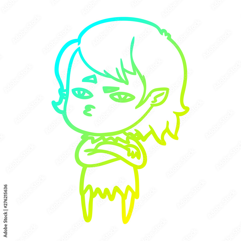 cold gradient line drawing cartoon vampire girl cold gradient line drawing cartoon vampire girl