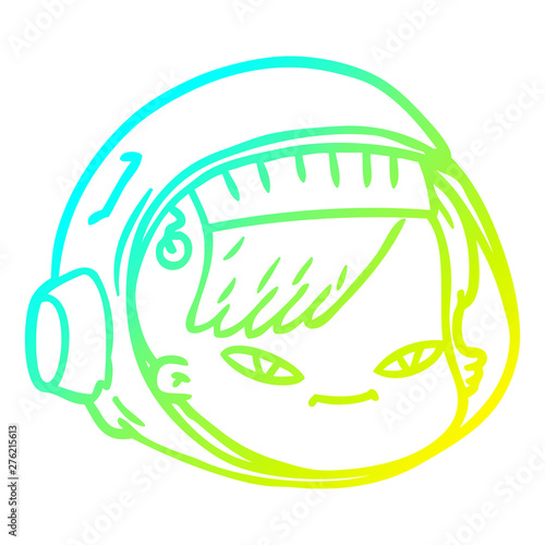 cold gradient line drawing cartoon astronaut face