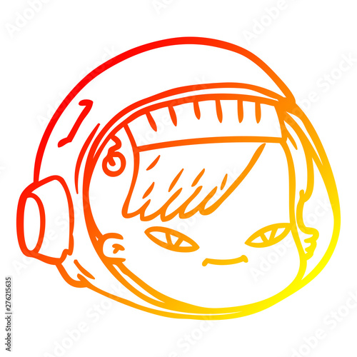 warm gradient line drawing cartoon astronaut face