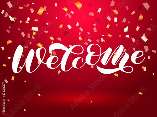 Welcome brush lettering. Vector illustration for card or banner