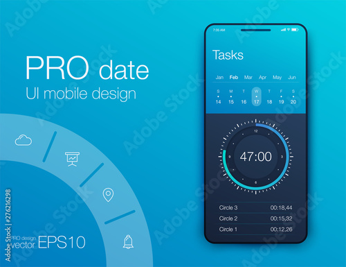 Fitness app. Ui ux design. UI design concept with web elements