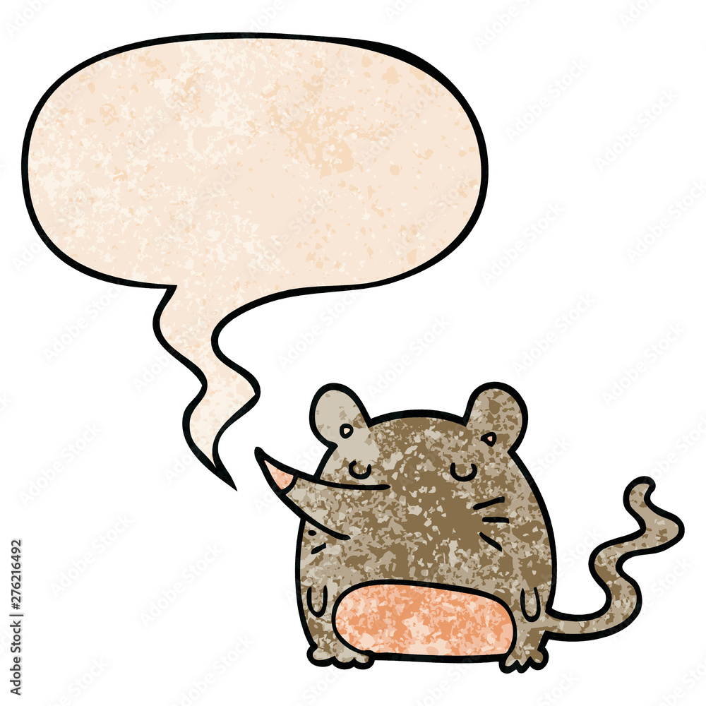 cartoon mouse and speech bubble in retro texture style cartoon mouse and speech bubble in retro texture style