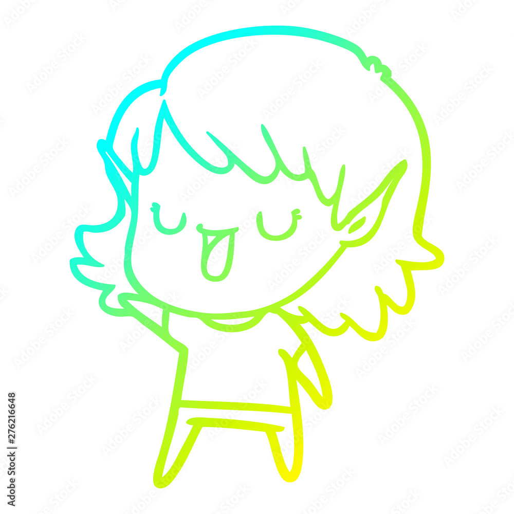 cold gradient line drawing cartoon elf girl cold gradient line drawing cartoon elf girl