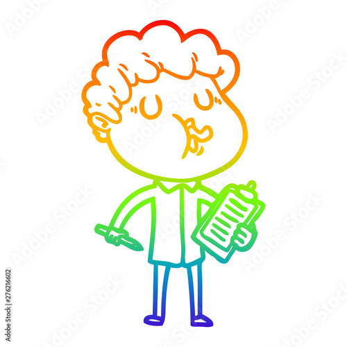 rainbow gradient line drawing cartoon man singing