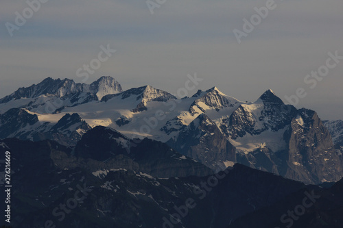 Gauli Glacier and high mountains seen from Mount Stanserhorn  Switzerland.