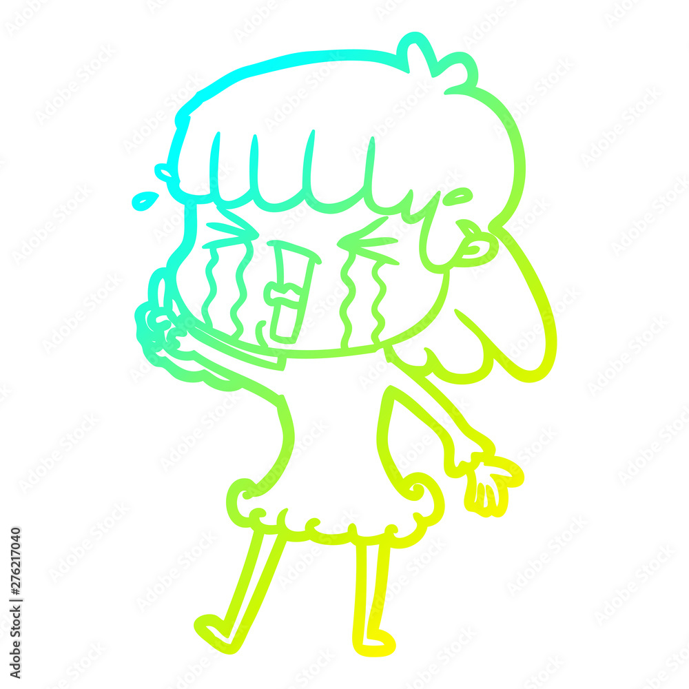 cold gradient line drawing cartoon woman in tears cold gradient line drawing cartoon woman in tears
