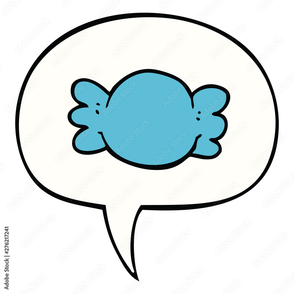 cartoon wrapped candy and speech bubble cartoon wrapped candy and speech bubble