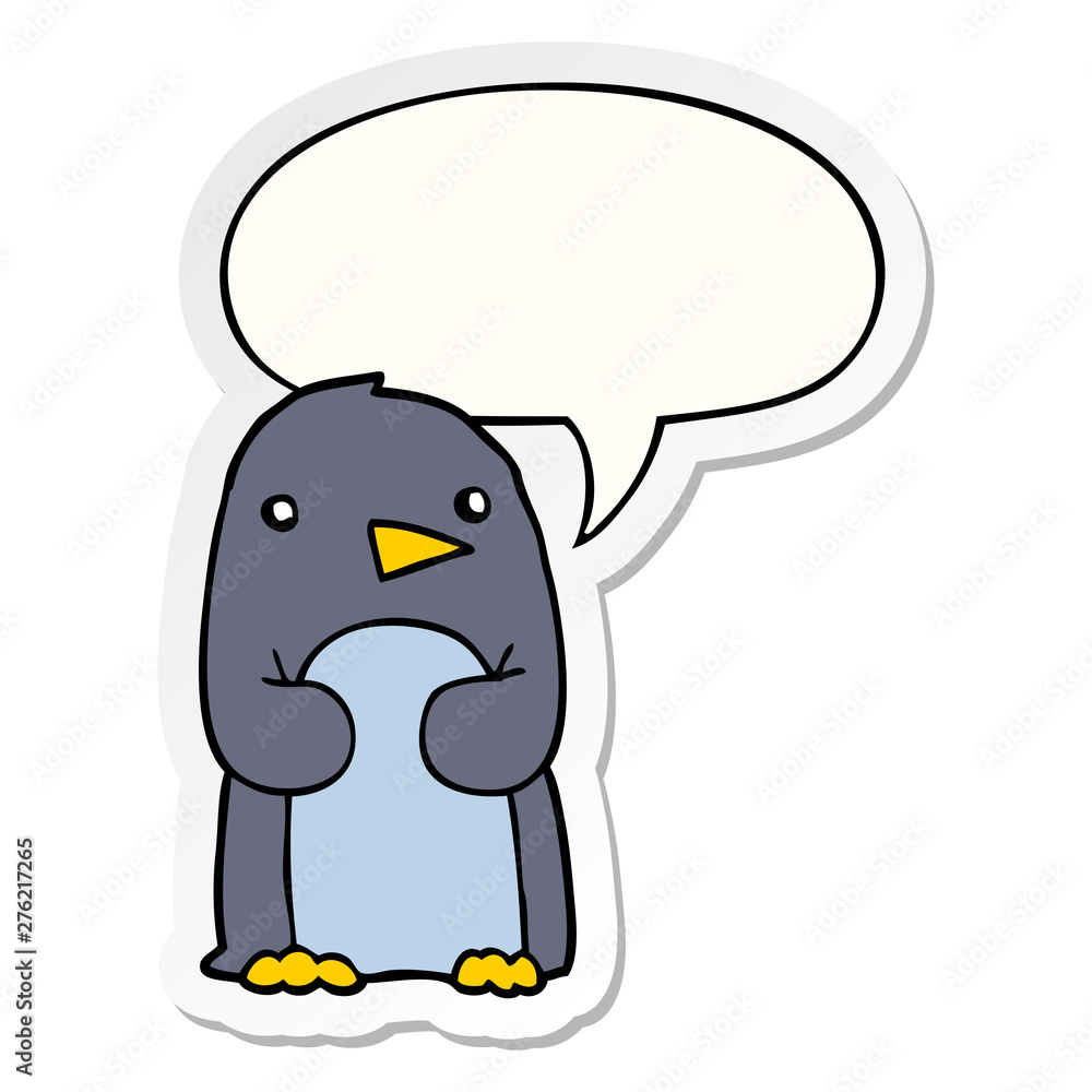 cartoon penguin and speech bubble sticker cartoon penguin and speech bubble sticker