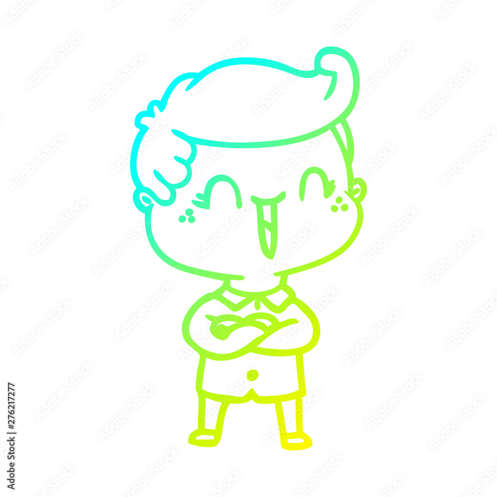 cold gradient line drawing cartoon laughing boy crossing arms cold gradient line drawing cartoon laughing boy crossing arms