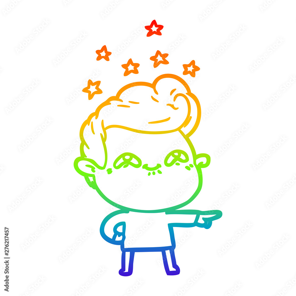 rainbow gradient line drawing cartoon excited man rainbow gradient line drawing cartoon excited man