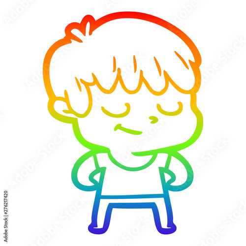 rainbow gradient line drawing cartoon happy boy