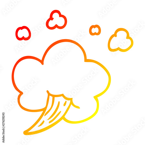 warm gradient line drawing cartoon gust of air