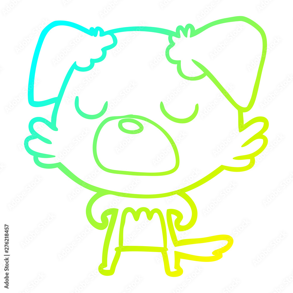 Fototapeta premium cold gradient line drawing cartoon dog