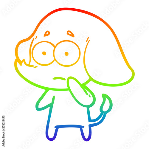 rainbow gradient line drawing cartoon unsure elephant