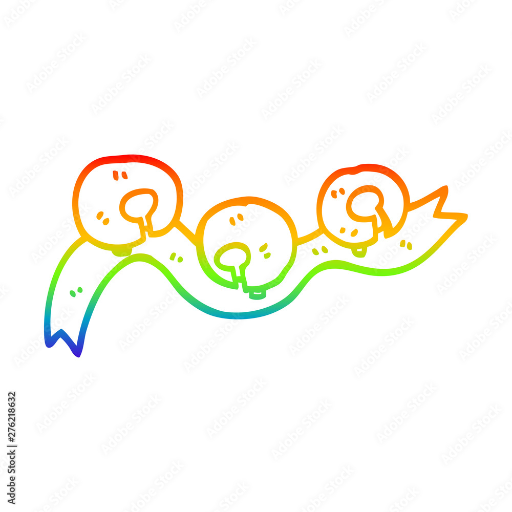 Fototapeta premium rainbow gradient line drawing cartoon xmas bells