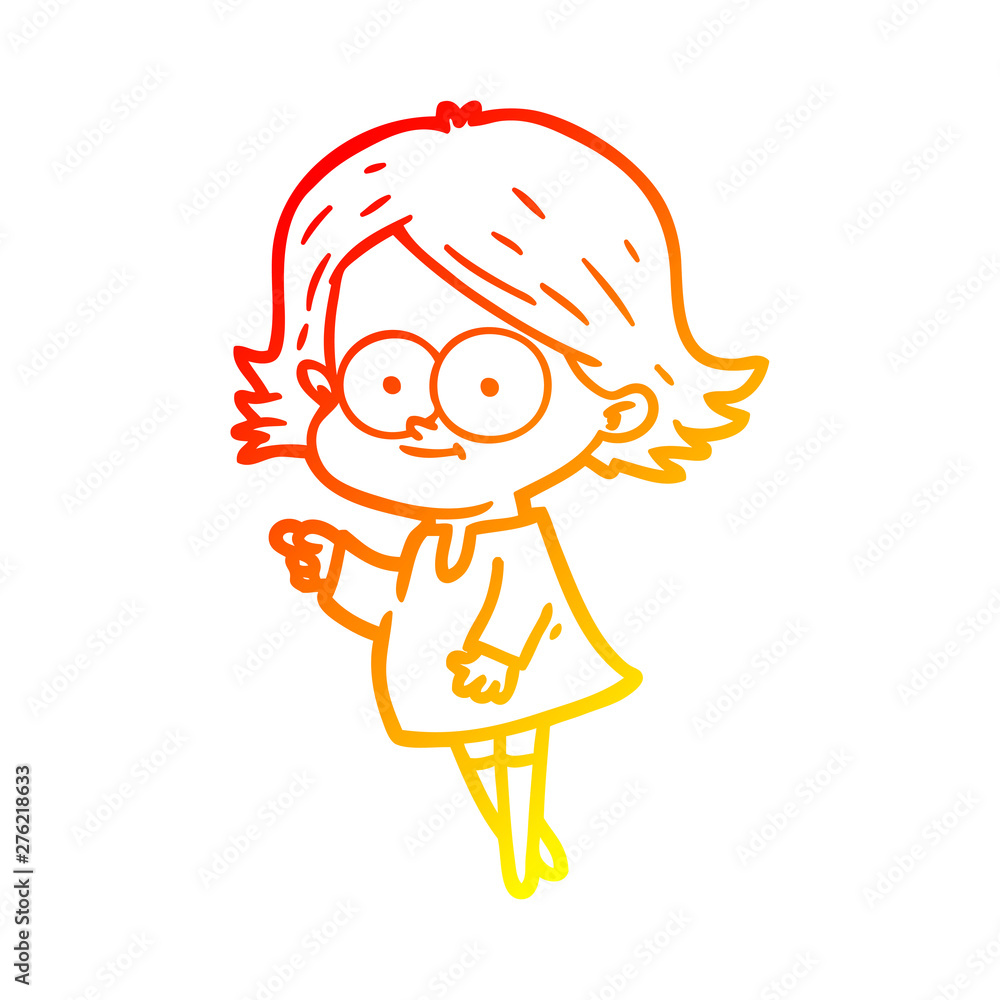 warm gradient line drawing happy cartoon girl warm gradient line drawing happy cartoon girl