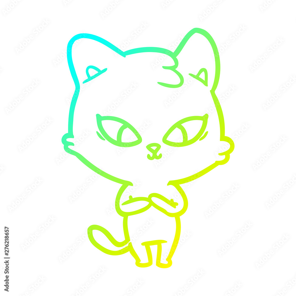 cold gradient line drawing cute cartoon cat cold gradient line drawing cute cartoon cat