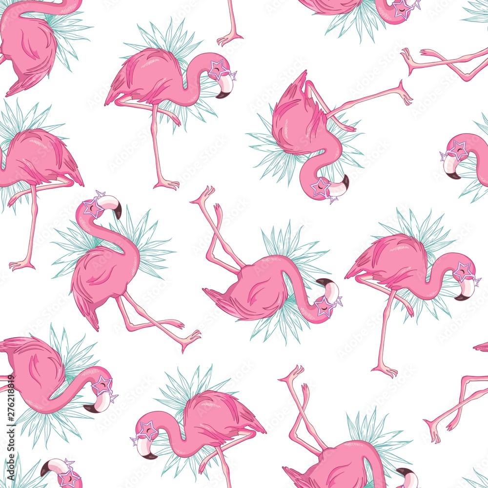 Vector seamless pattern with flamingos Vector seamless pattern with flamingos