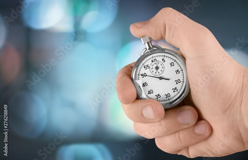 Close-up Stopwatch in Human Hand, Timer