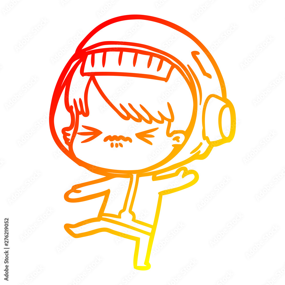 warm gradient line drawing angry cartoon space girl warm gradient line drawing angry cartoon space girl