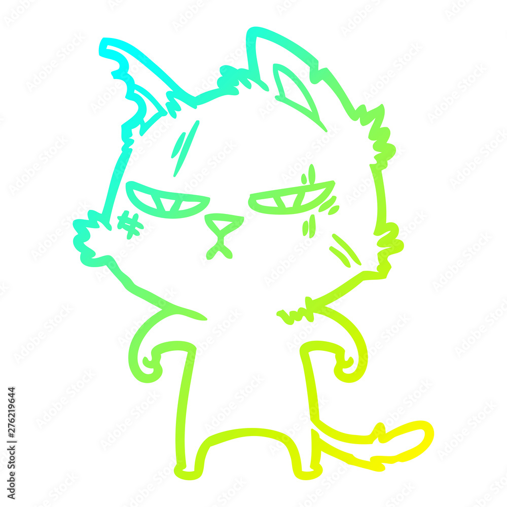 cold gradient line drawing tough cartoon cat cold gradient line drawing tough cartoon cat