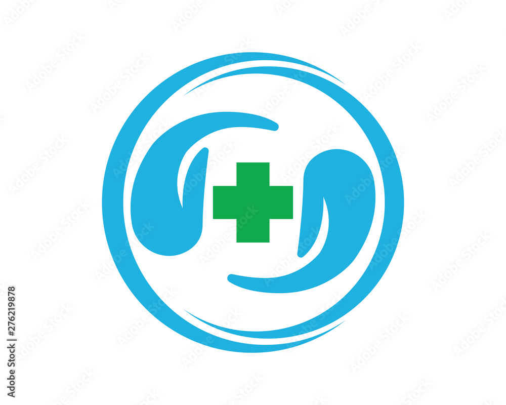 Hands hug in hospital icon design, healthcare and medical logo symbol vector