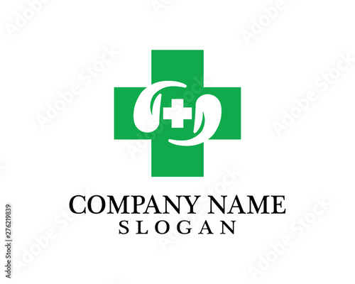 Hands hug in hospital icon design, healthcare and medical logo symbol vector