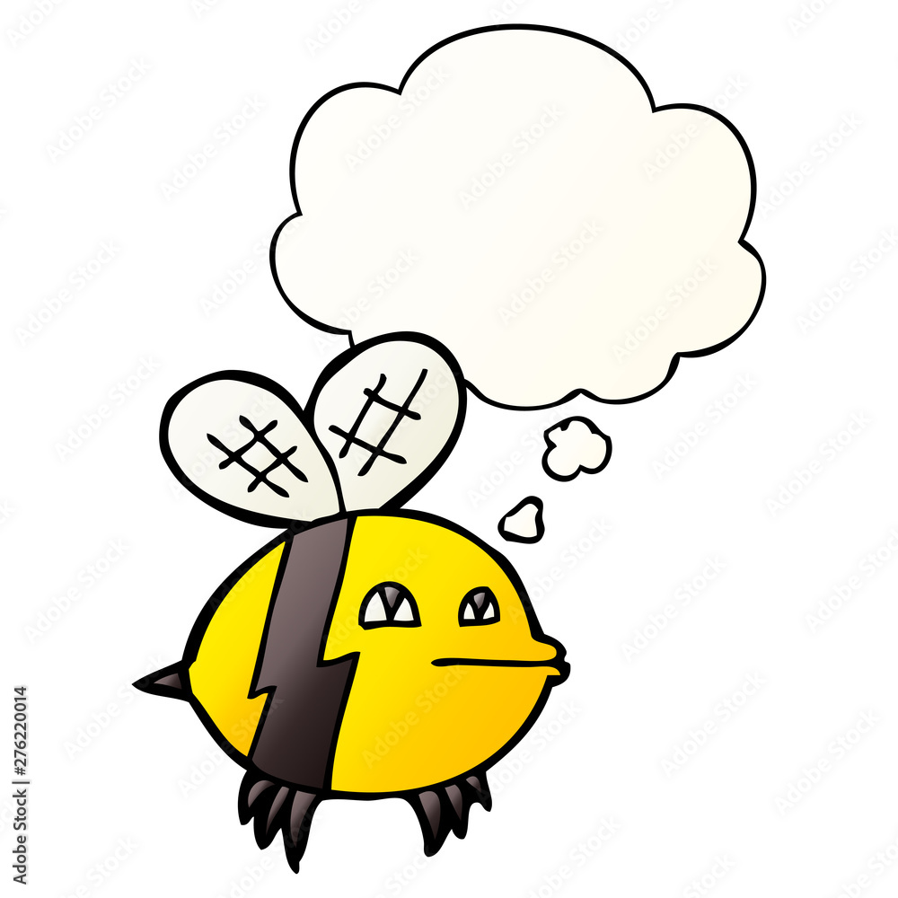 cartoon bee and thought bubble in smooth gradient style cartoon bee and thought bubble in smooth gradient style
