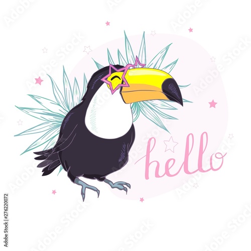 A good illustration of a Toucan in vector format. Cute Toucan bird picture for children's clothing.