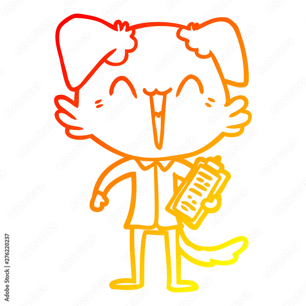 Obraz premium warm gradient line drawing happy office dog cartoon