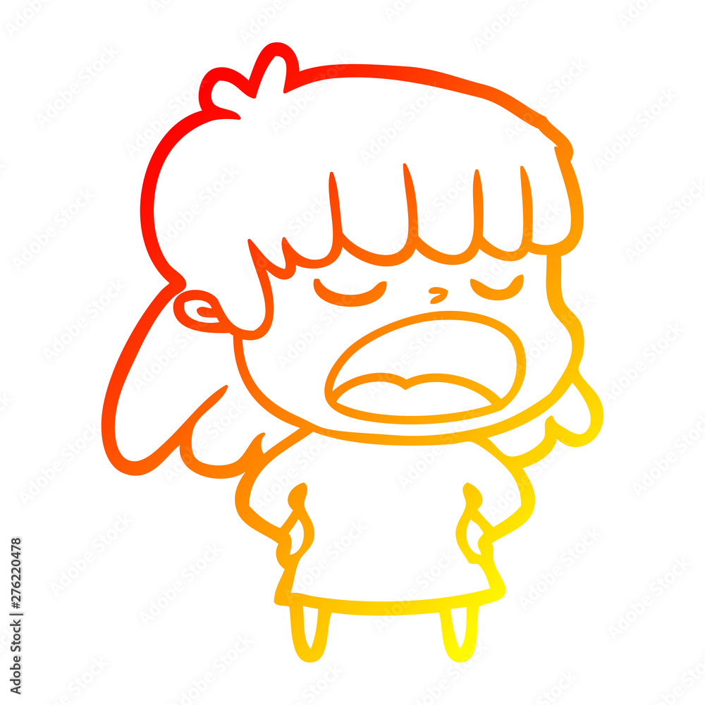 warm gradient line drawing cartoon woman talking loudly warm gradient line drawing cartoon woman talking loudly