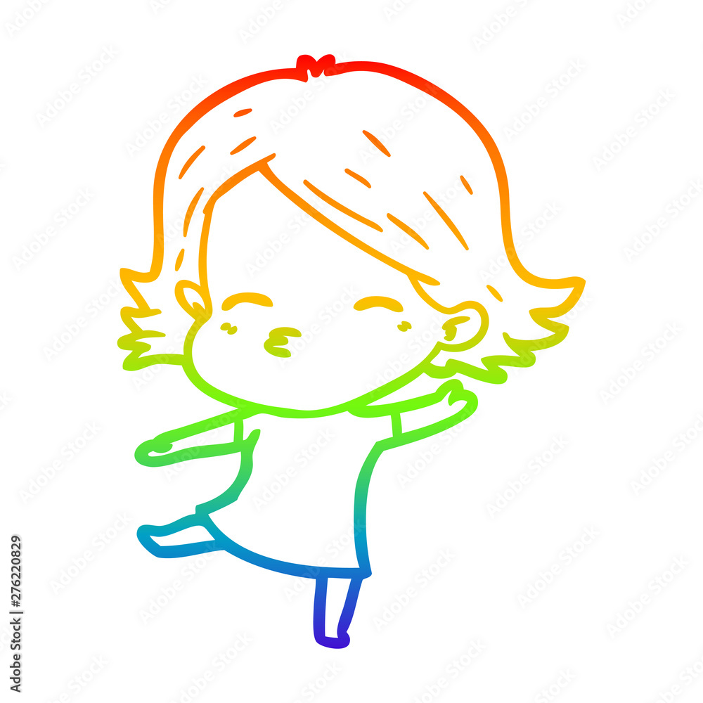 rainbow gradient line drawing cartoon woman dancing rainbow gradient line drawing cartoon woman dancing