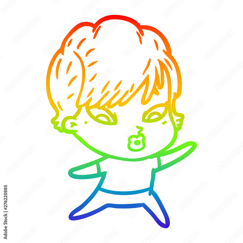 rainbow gradient line drawing cartoon woman rainbow gradient line drawing cartoon woman