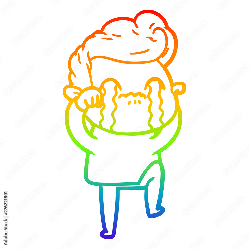 rainbow gradient line drawing cartoon man crying rainbow gradient line drawing cartoon man crying
