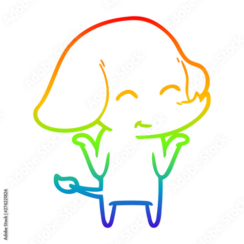 rainbow gradient line drawing cute cartoon elephant