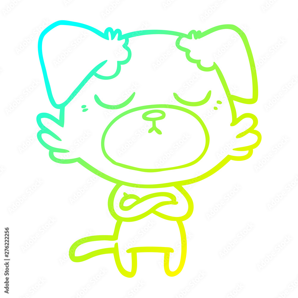 Fototapeta premium cold gradient line drawing cute cartoon dog