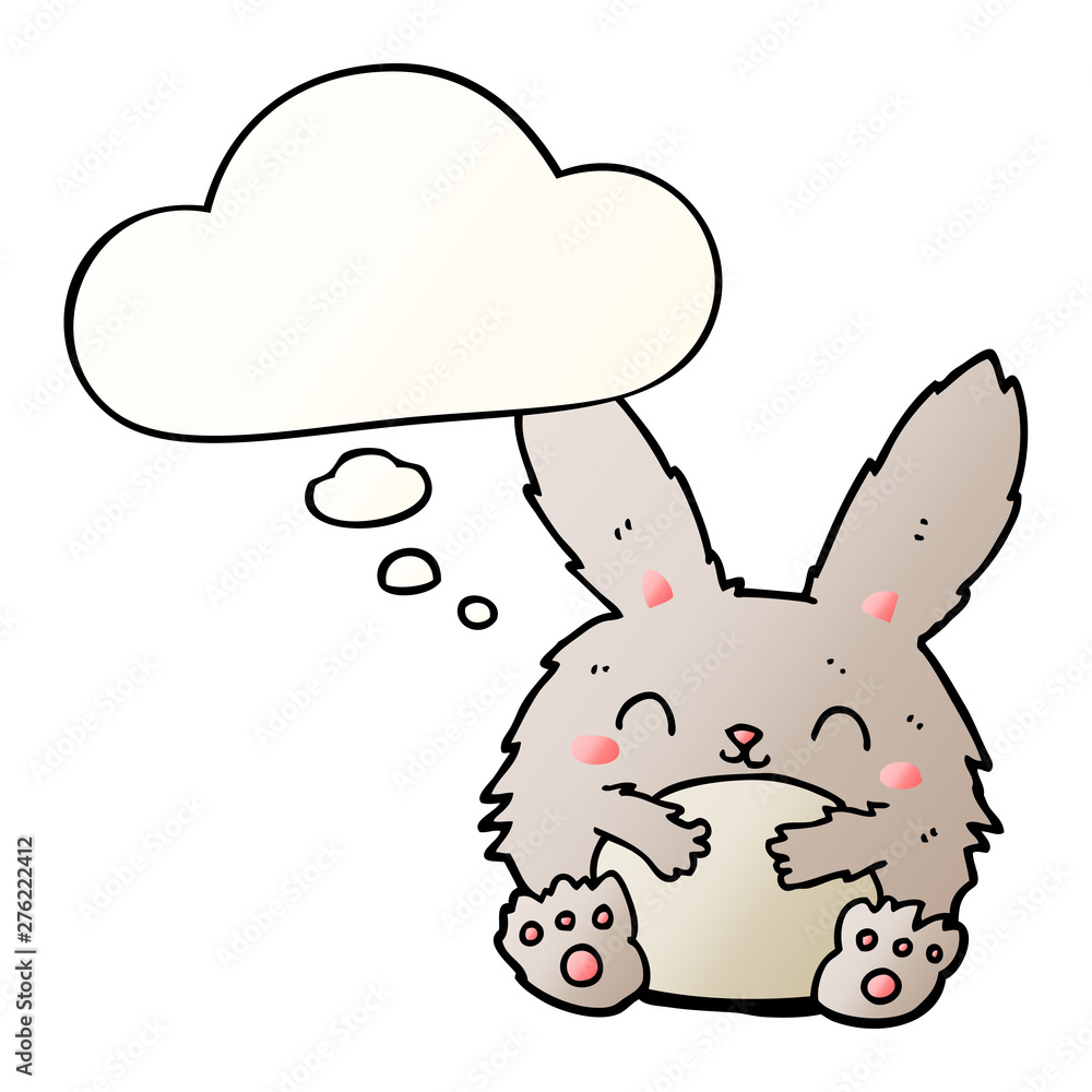 cute cartoon rabbit and thought bubble in smooth gradient style cute cartoon rabbit and thought bubble in smooth gradient style