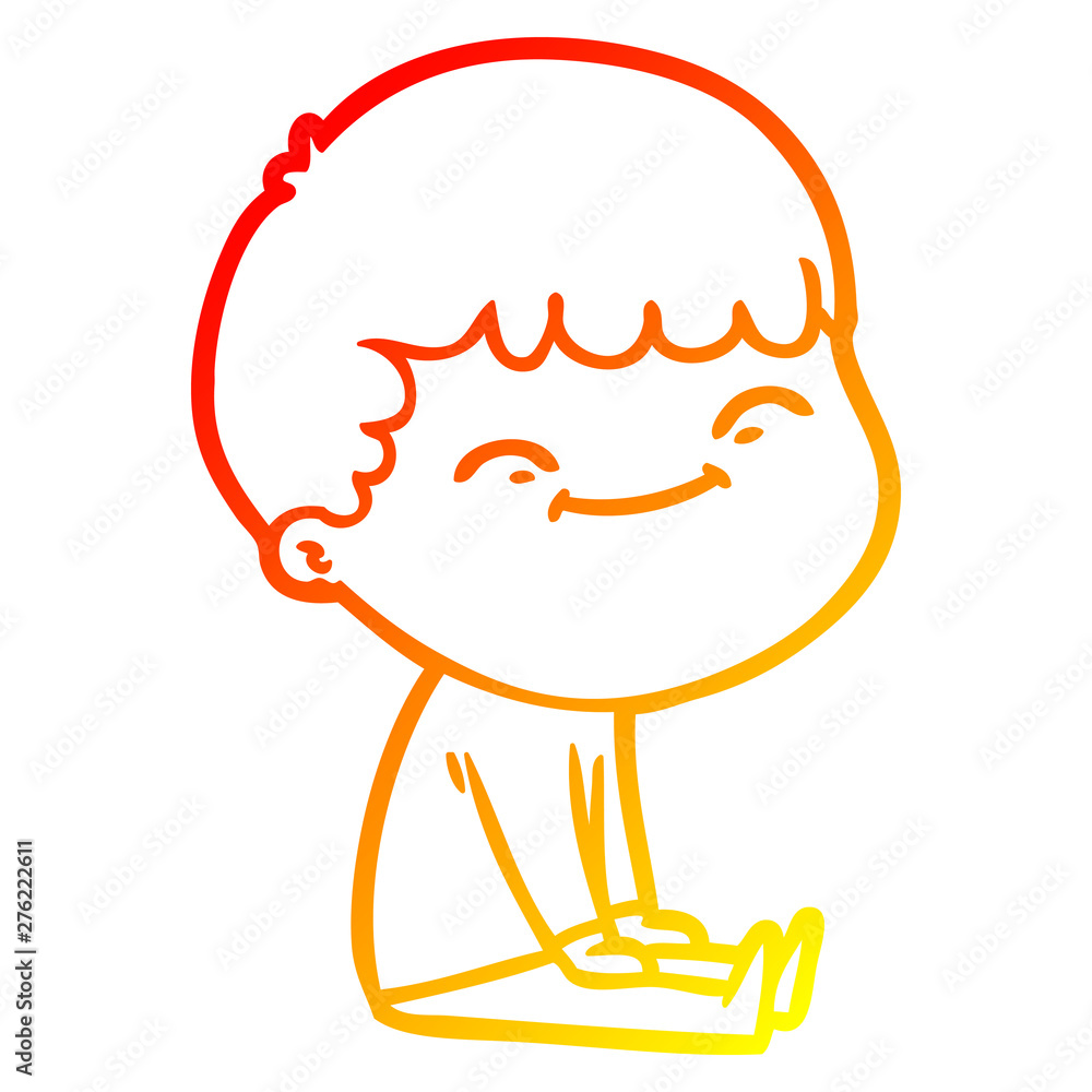 warm gradient line drawing cartoon happy boy