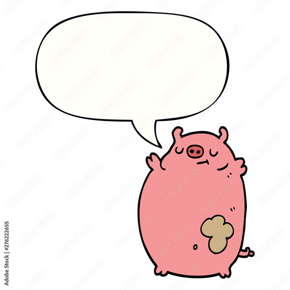 cartoon fat pig and speech bubble cartoon fat pig and speech bubble