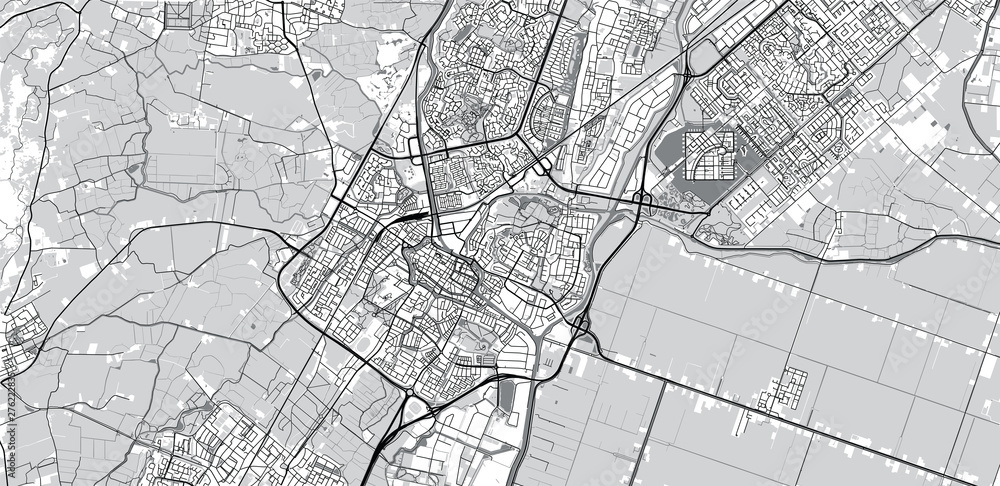 Urban vector city map of Alkmaar, The Netherlands