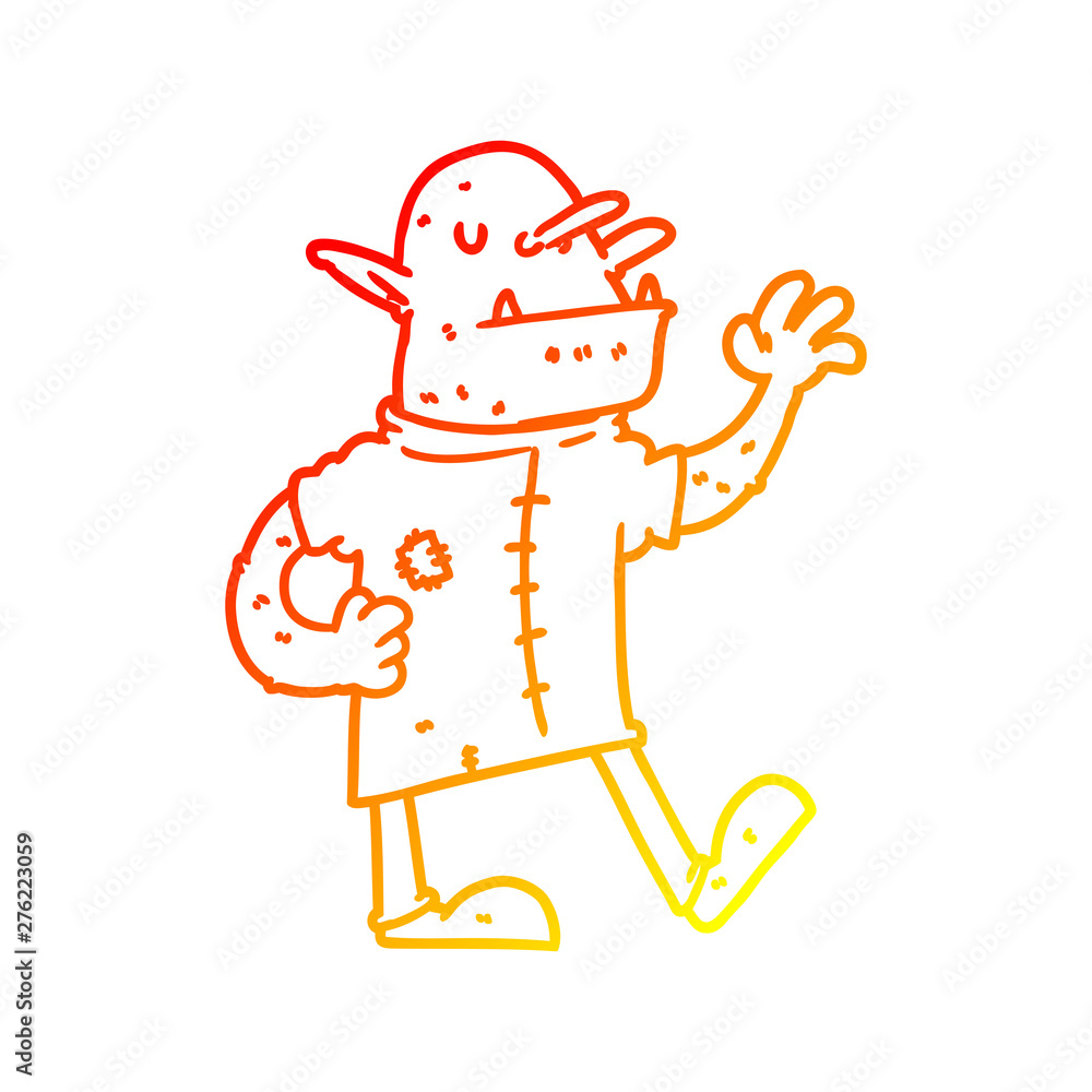 warm gradient line drawing cartoon goblin