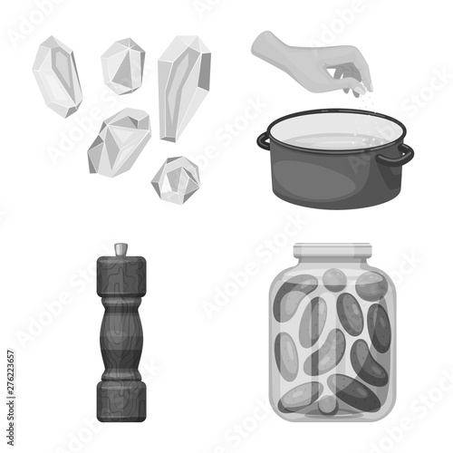 Vector illustration of salt and food sign. Set of salt and mineral vector icon for stock.