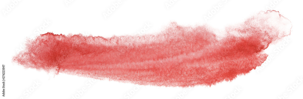 watercolor red stain on white background, shape element for design