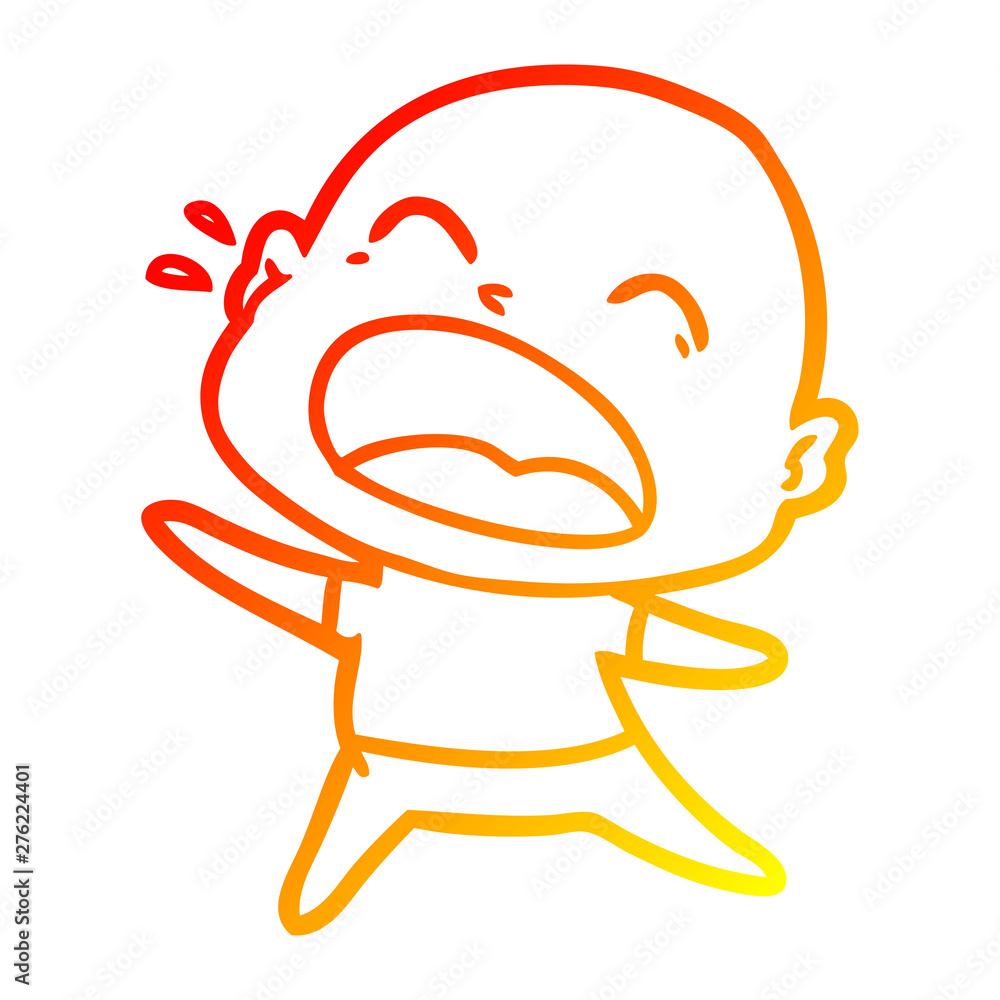 warm gradient line drawing cartoon shouting bald man warm gradient line drawing cartoon shouting bald man